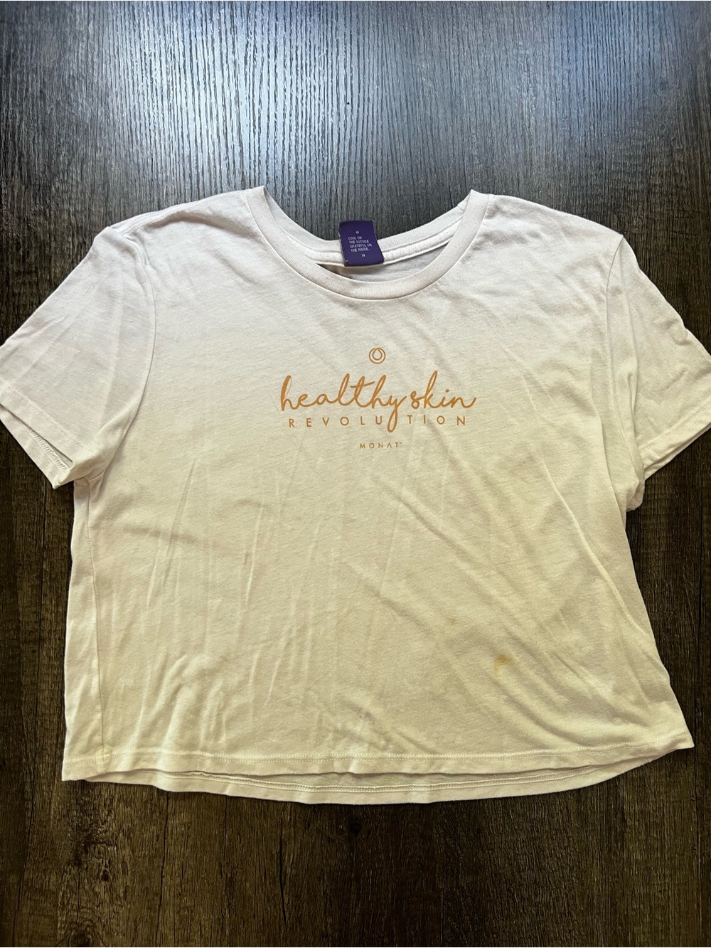 Healthy Skin Revolution White Crop Tee with Script Logo